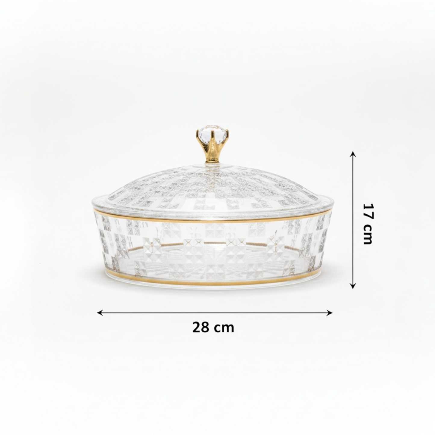 Luxury Round Acrylic Candy Box with Lid – Elegant Crystal Design G/Line (L)