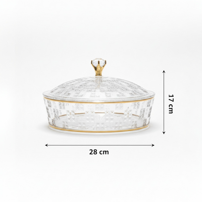 Luxury Round Acrylic Candy Box with Lid – Elegant Crystal Design G/Line (L)