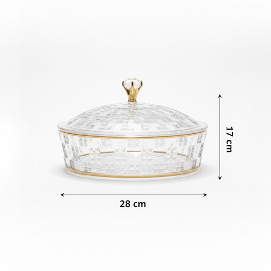 Luxury Round Acrylic Candy Box with Lid – Elegant Crystal Design G/Line (L)