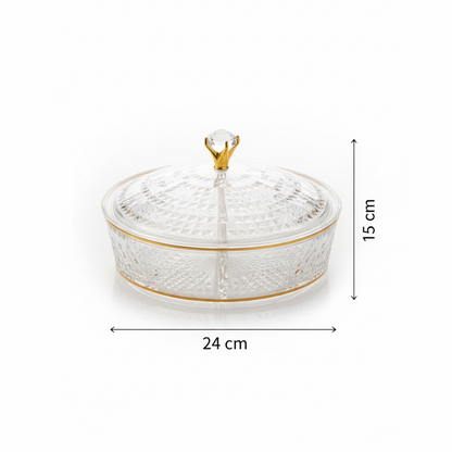 Luxury Round Acrylic Candy Box D/4 with Lid – Elegant Crystal Design G/Line (S)
