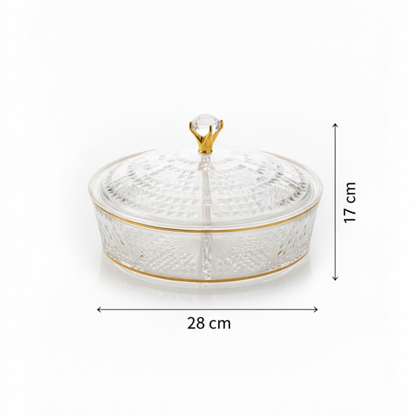 Luxury Round Acrylic Candy Box D/4 with Lid – Elegant Crystal Design G/Line (L)
