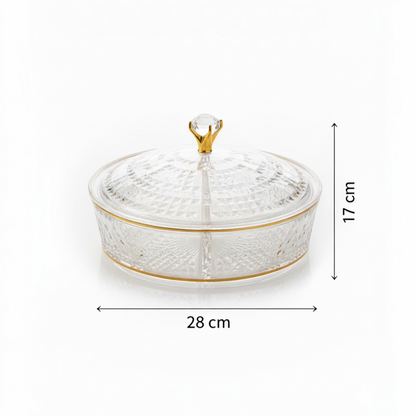 Luxury Round Acrylic Candy Box D/4 with Lid – Elegant Crystal Design G/Line (L)