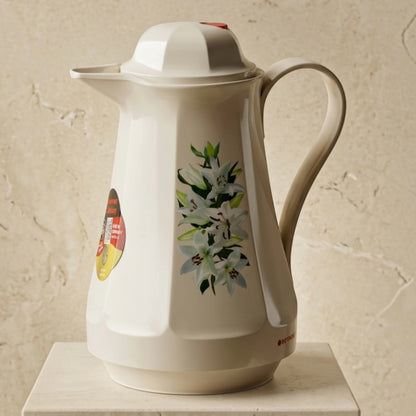 Rotpunkt German Vacuum Flask – White Lily Floral Print Edition (1.0 Liter)