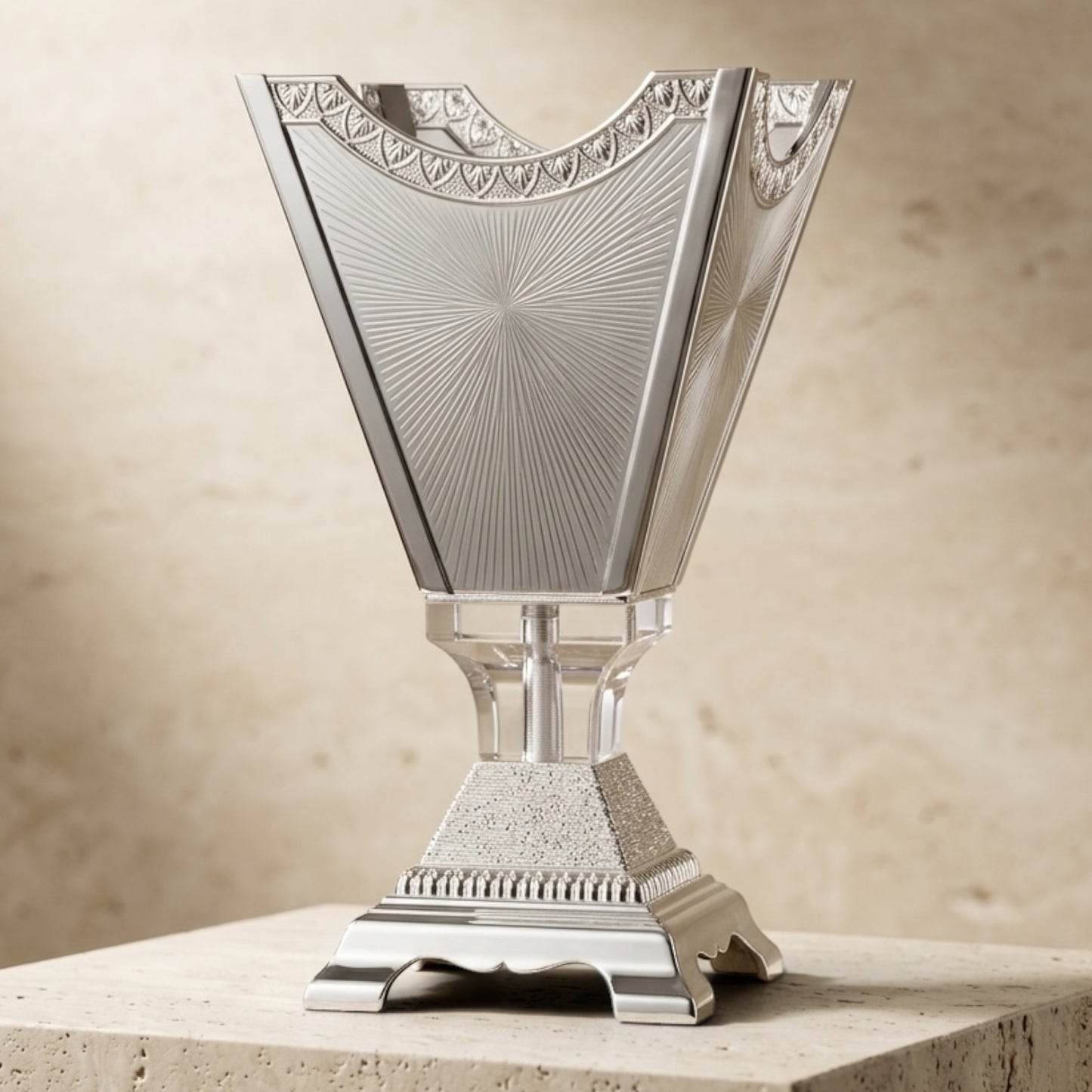 Luxury Silver & Crystal Sunburst Incense Burner