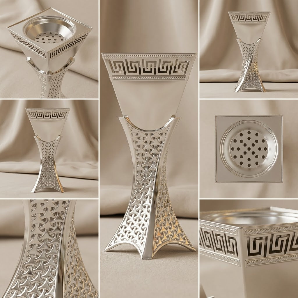 Luxury Silver Greek Key Incense Burner – (M)