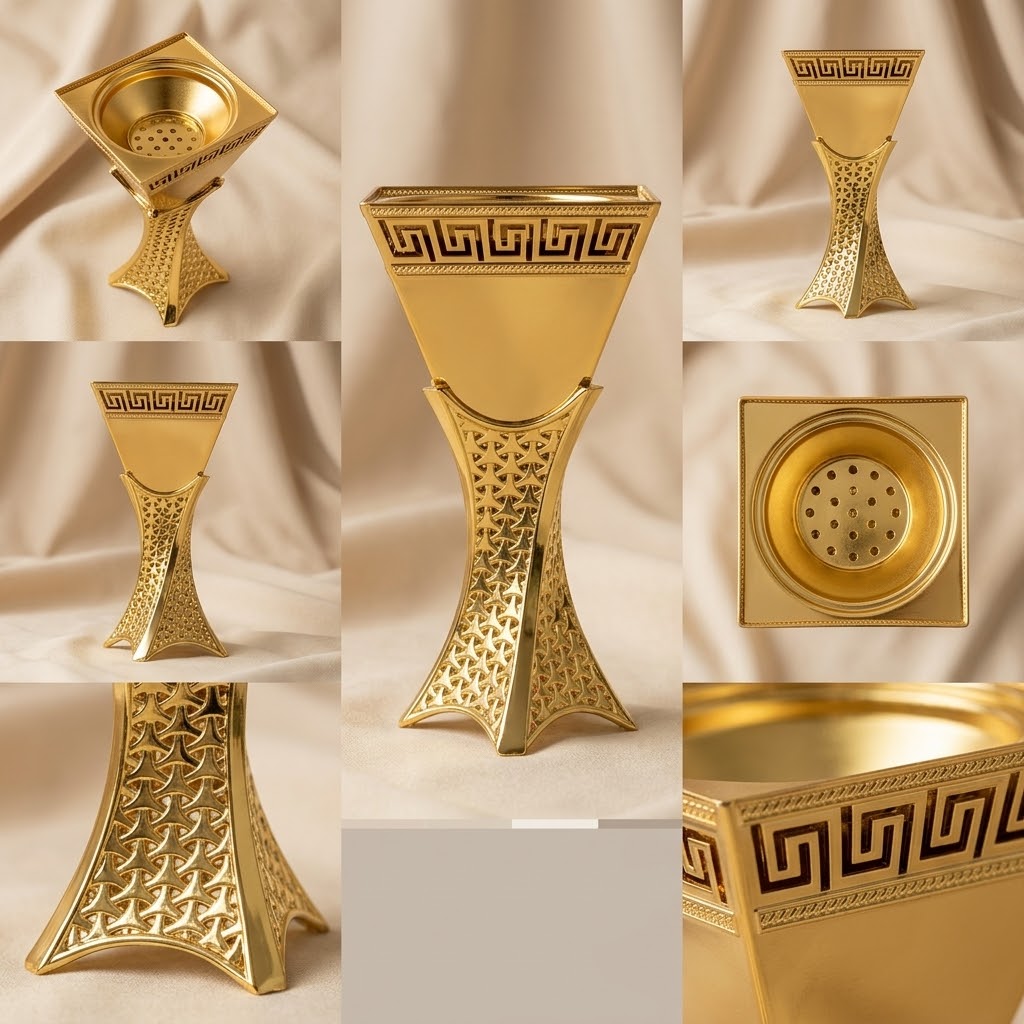 Luxury Golden Greek Key Incense Burner – (M)