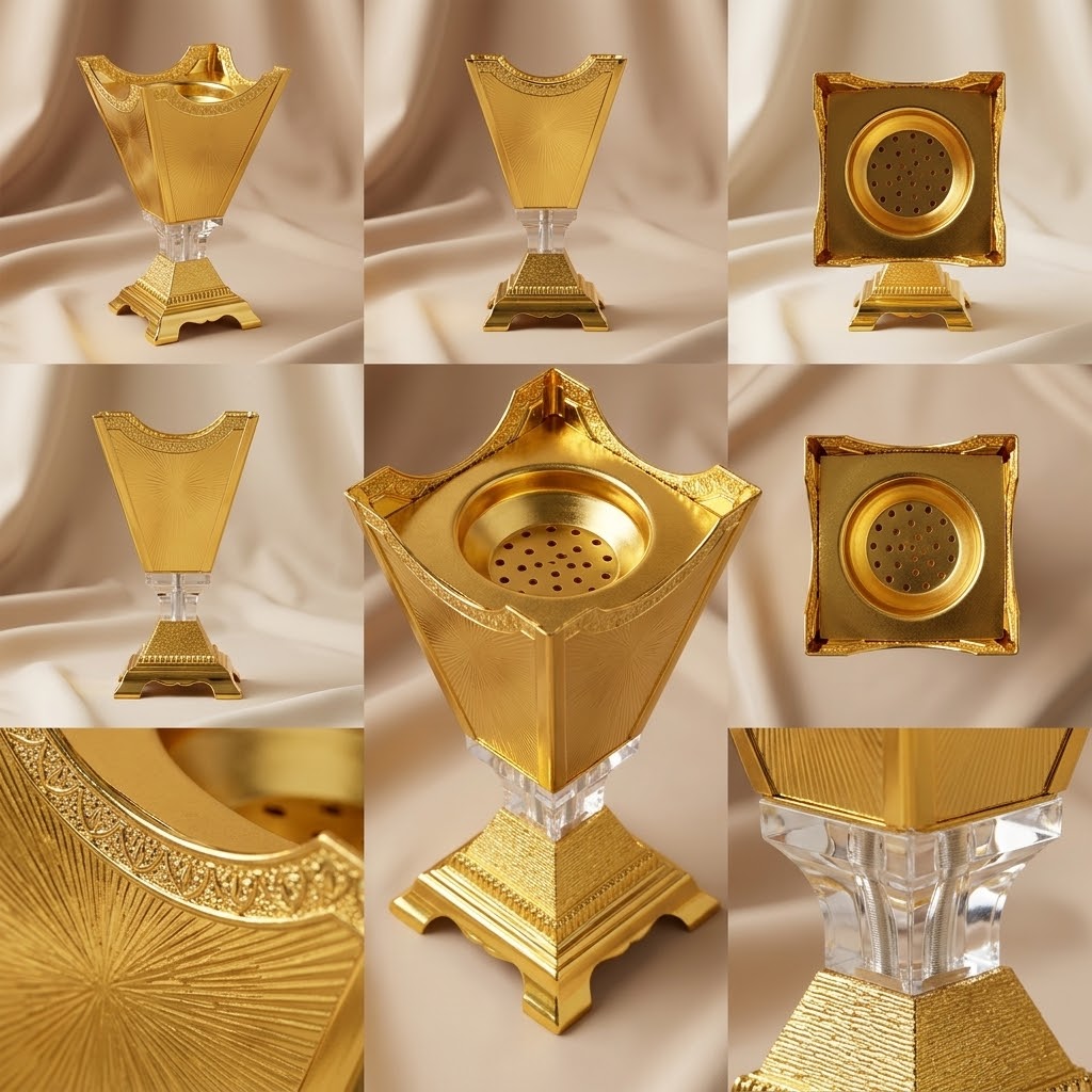 Luxury Gold & Crystal Sunburst Incense Burner