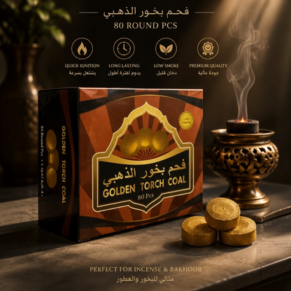 Golden Torch Premium Incense Charcoal Discs (80 Round Pieces)