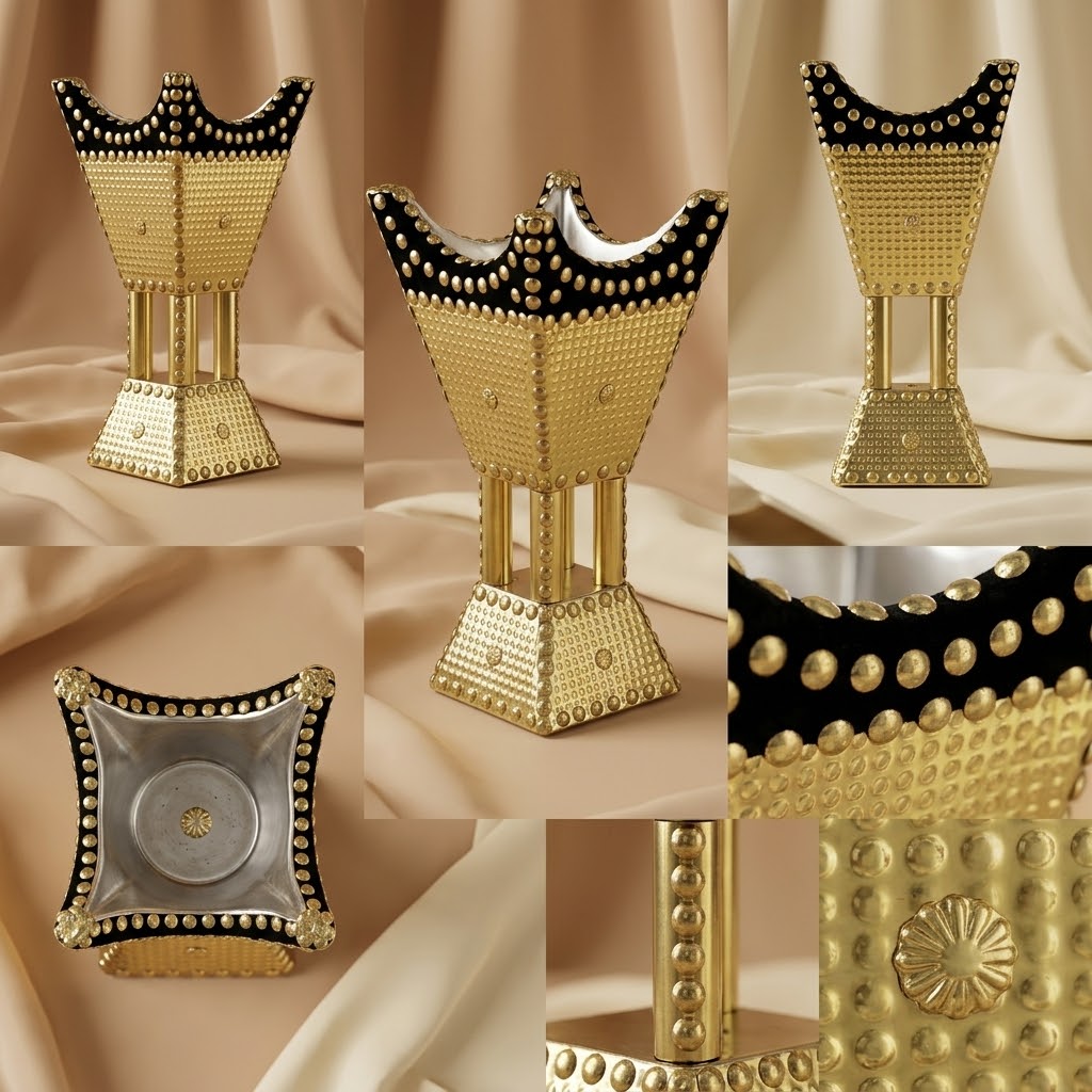 Luxury Gold & Black Velvet Incense Burner – Medium Size (M)