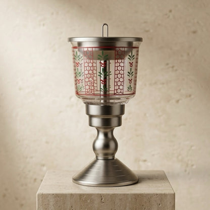 Heritage Estekana Pattern Glass & Stainless Steel Pedestal Incense Burner