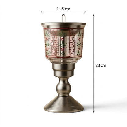 Heritage Estekana Pattern Glass & Stainless Steel Pedestal Incense Burner