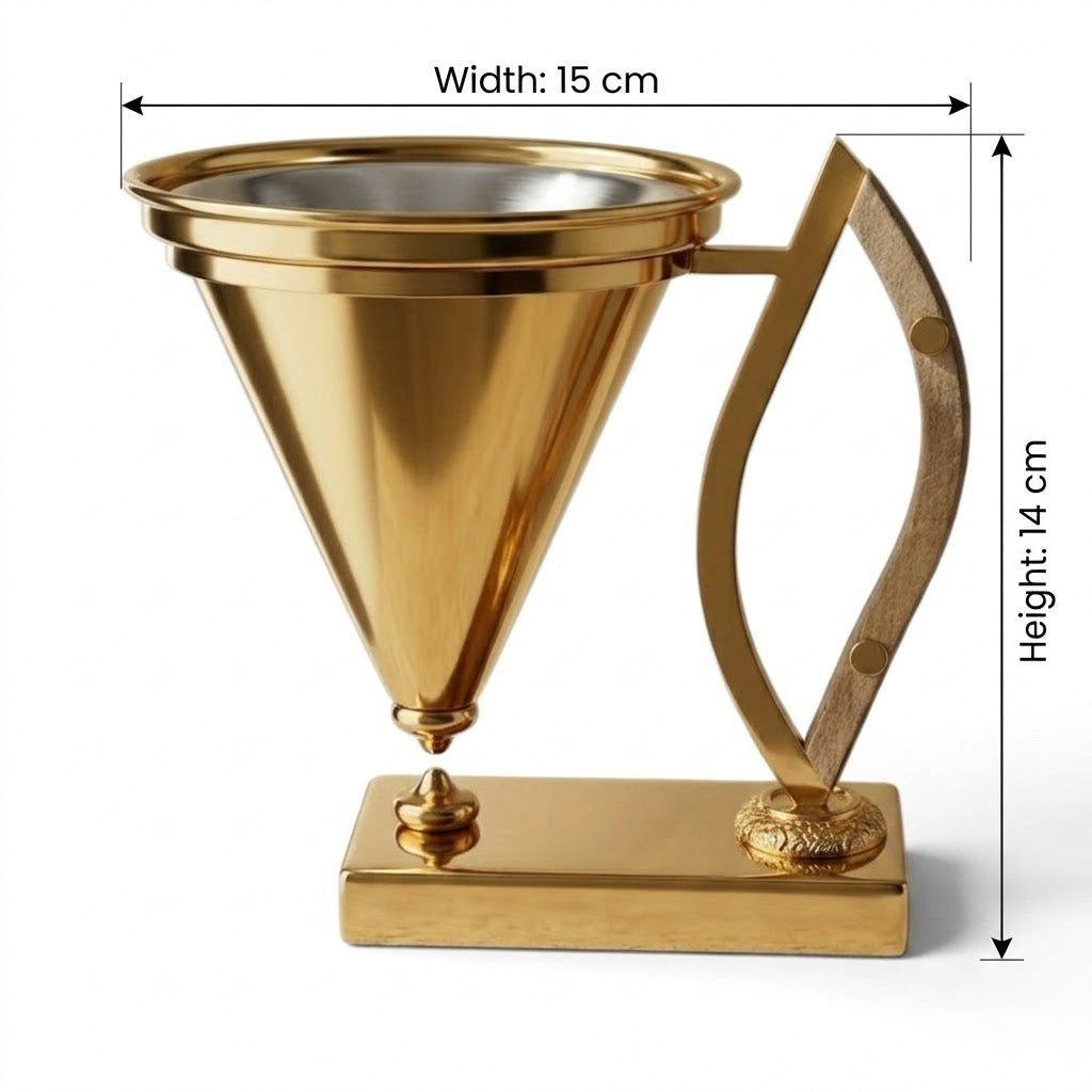 Modern Gold Incense Burner with Wooden Handle – Small Size (S)
