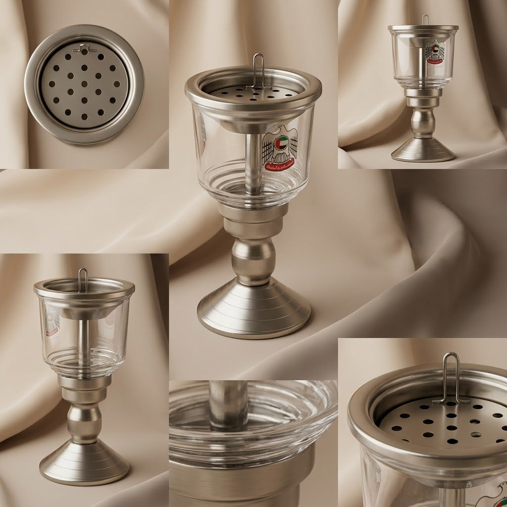 Heritage Estekana Pattern Glass & Stainless Steel Pedestal Incense Burner