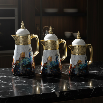 Elegant Flask Set – 3 Pieces (1L + 0.7L + 0.5L) - Peacock