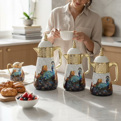 Elegant Flask Set – 3 Pieces (1L + 0.7L + 0.5L) - Peacock