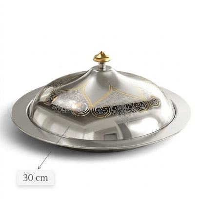 Salma Stainless Steel Serving Dish with Gold Accents – 30 cm