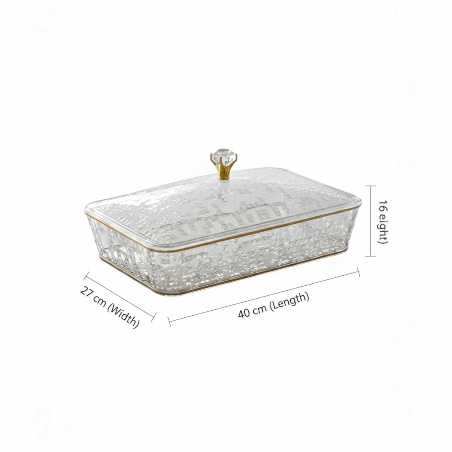 Elegant Rectangular Acrylic Candy Box with Lid G/Line – (L)