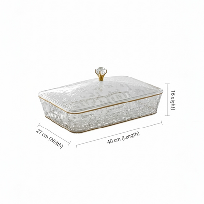 Elegant Rectangular Acrylic Candy Box with Lid G/Line – (L)