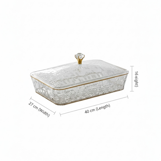 Elegant Rectangular Acrylic Candy Box with Lid G/Line – (L)
