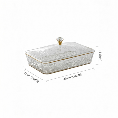 Elegant Rectangular Acrylic Candy Box D/6 with Lid G/Line – (L)