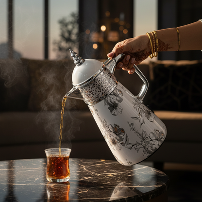 Elegant Floral Flask Set – 3 Pieces (1L + 0.7L + 0.5L) - Bird-Silver