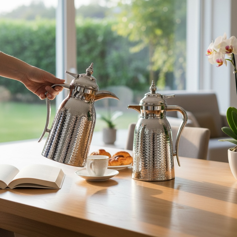 Nice 2-Piece Stainless Steel Flask Set Silver – 1L + 1L