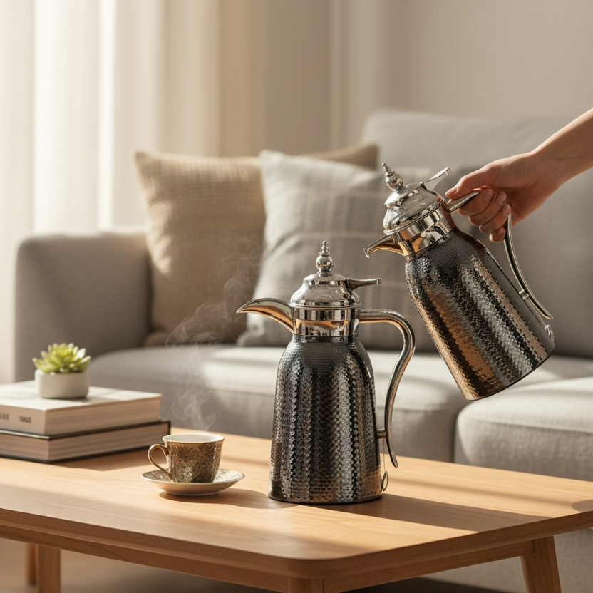 Nice 2-Piece Stainless Steel Flask Set Chrome – 1L + 1L