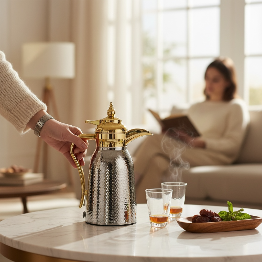 Nice 2-Piece Stainless Steel Flask Set Silver-Gold – 1L + 1L