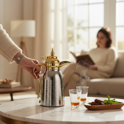 Nice 2-Piece Stainless Steel Flask Set Silver-Gold – 1L + 1L