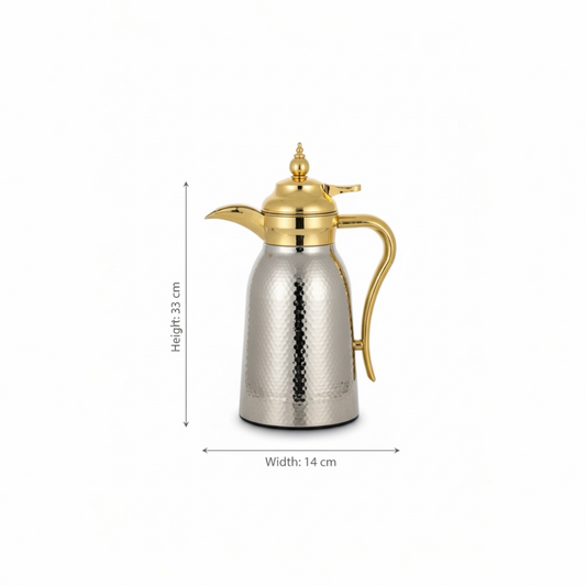 Nice 2-Piece Stainless Steel Flask Set Silver-Gold – 1L + 1L
