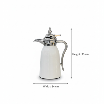 Nice 2-Piece Stainless Steel Flask Set White-Silver – 1L + 1L