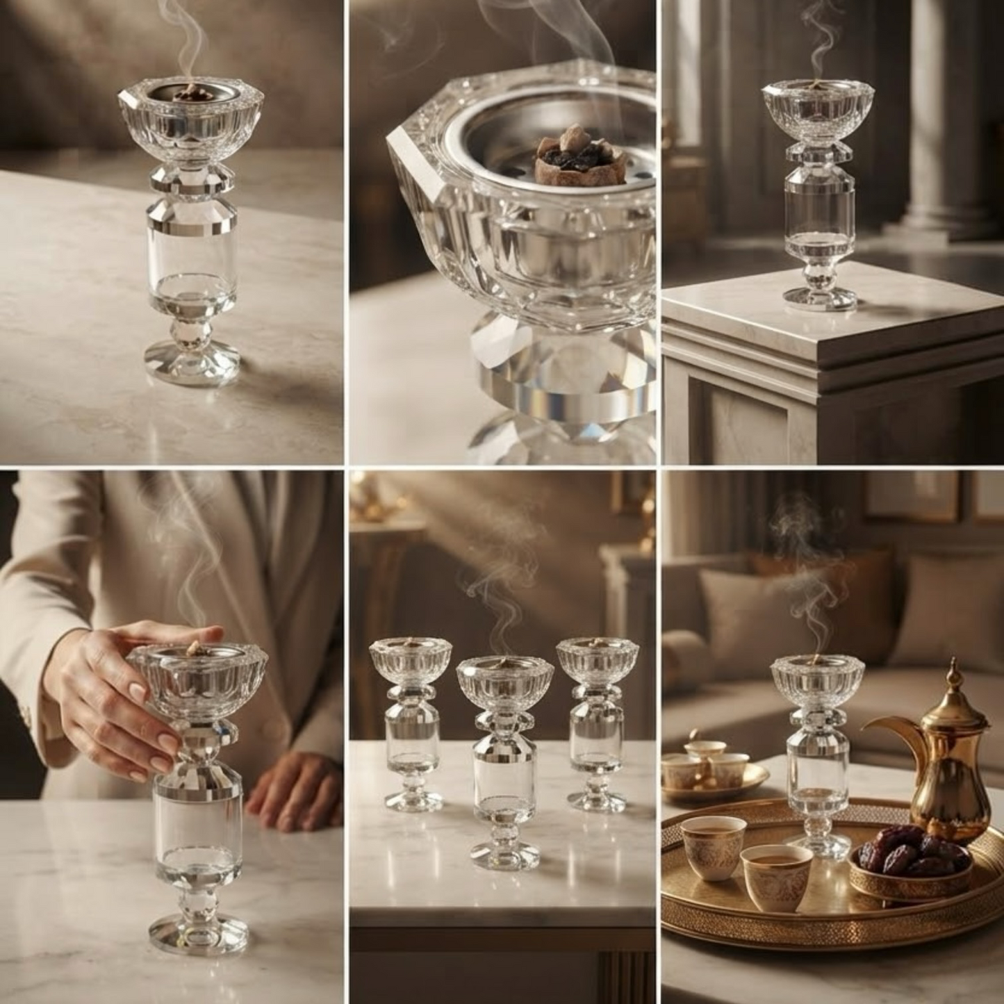 Luxury All-Glass Crystal Incense Burner – (L)