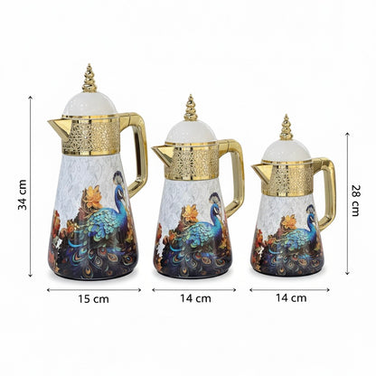 Elegant Flask Set – 3 Pieces (1L + 0.7L + 0.5L) - Peacock