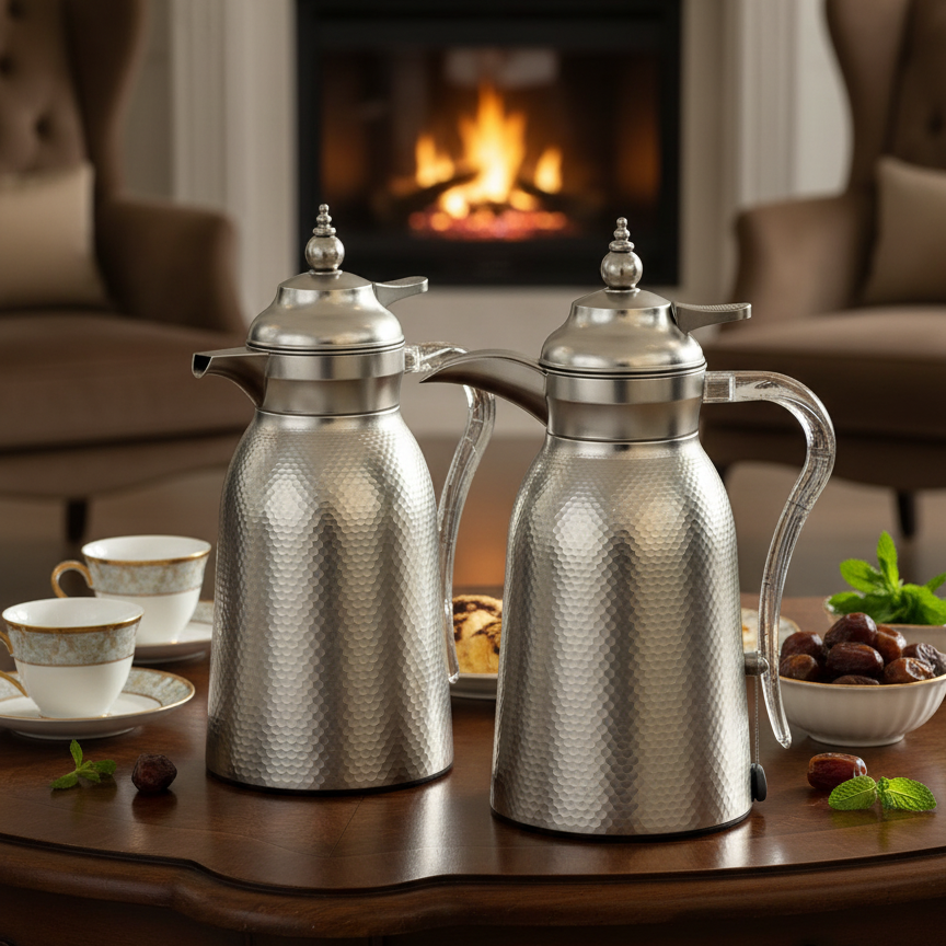 Nice 2-Piece Stainless Steel Flask Set Mat-Silver – 1L + 1L