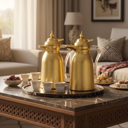 Nice 2-Piece Stainless Steel Flask Set Mat-Gold – 1L + 1L