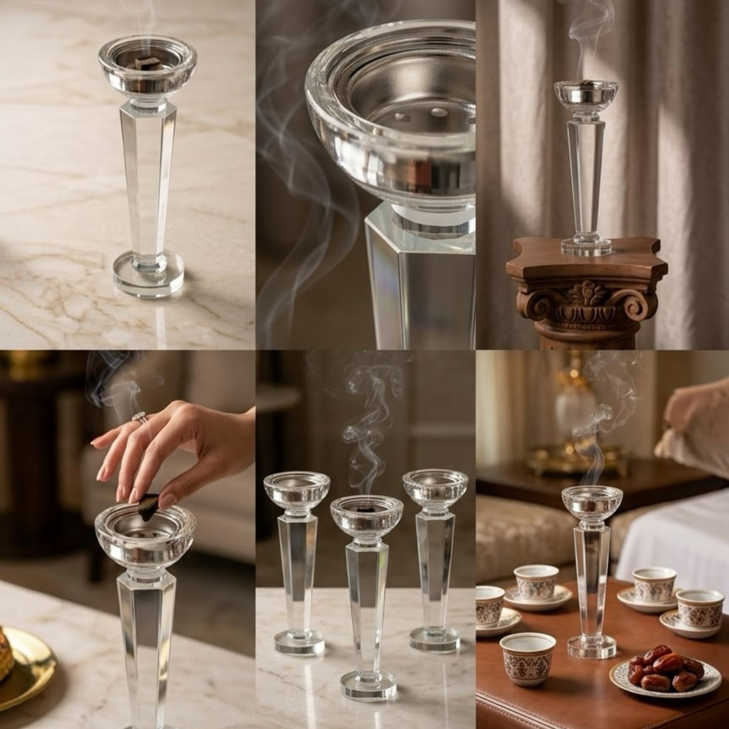 Luxury Pillar Crystal Incense Burner (25 cm)