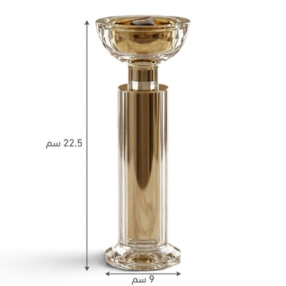 Title:  Luxury Crystal & Gold Pillar Incense Burner (22.5 cm)