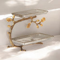 Botanical Branch 2-Tier Cake Stand - Gold & Silver