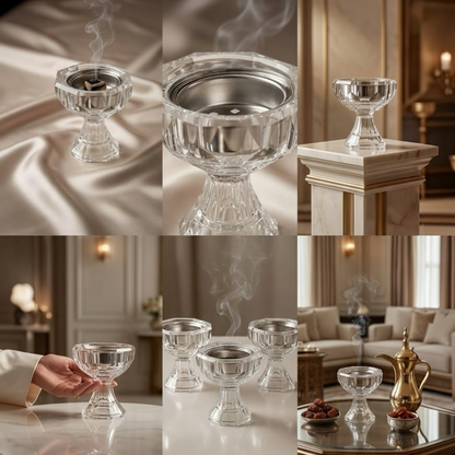 Compact Crystal Goblet Incense Burner (10 cm) – Diamond-Cut Design