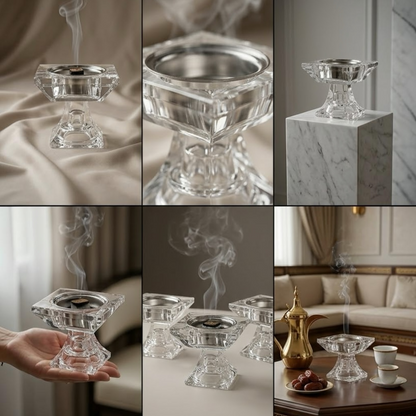 Low-Profile Square Crystal Incense Burner (7.5 cm)