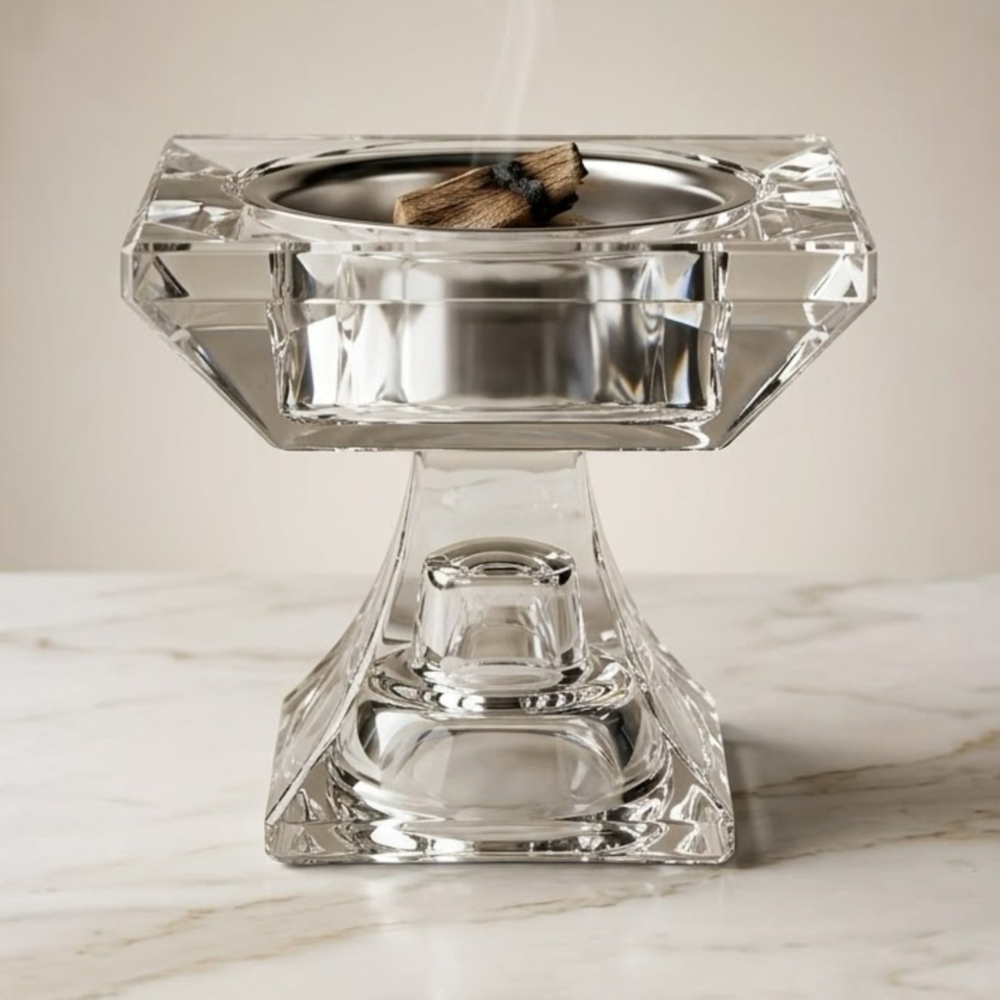 Low-Profile Square Crystal Incense Burner (7.5 cm)