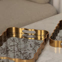Ornate Gold & Mirrored Accent Trays (Set of 2)