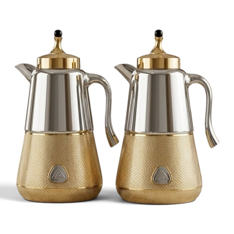 Luxury Silver Gold Tea & Coffee Dallah Set (2 x 1.0L)