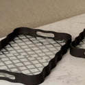 Dark Wood & Mirrored Accent Trays (Set of 2)