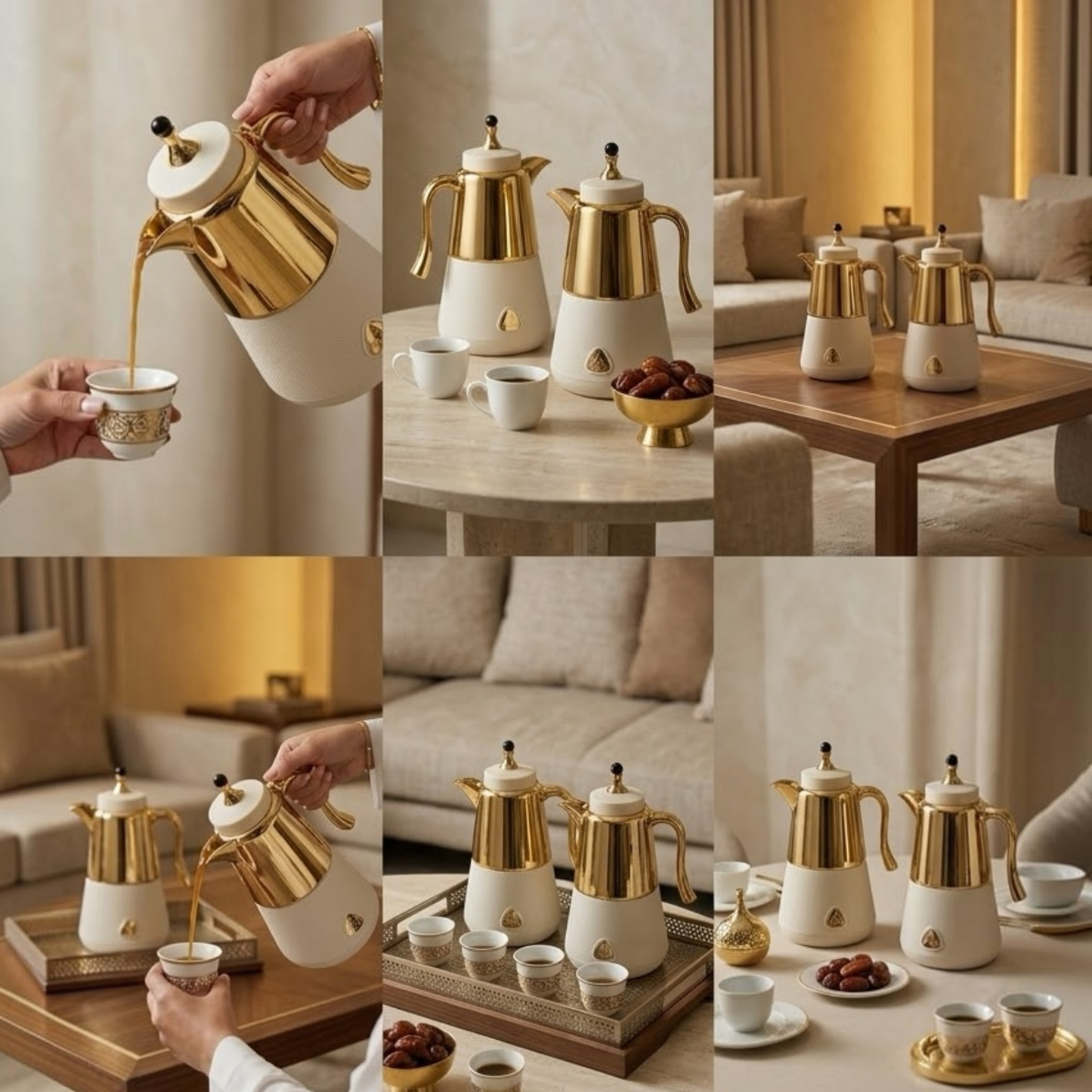 Luxury Lory Gold Tea & Coffee Dallah Set (2 x 1.0L)