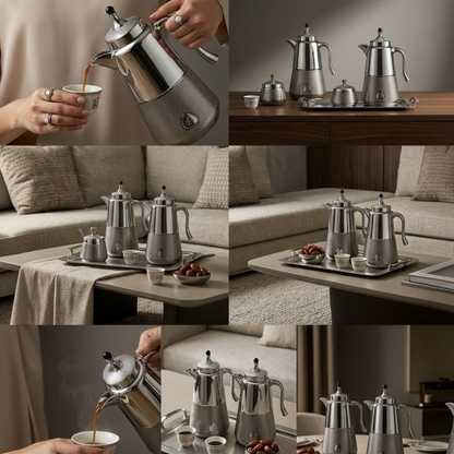 Elegant Silver Tea & Coffee Dallah Set (2 x 1.0L)
