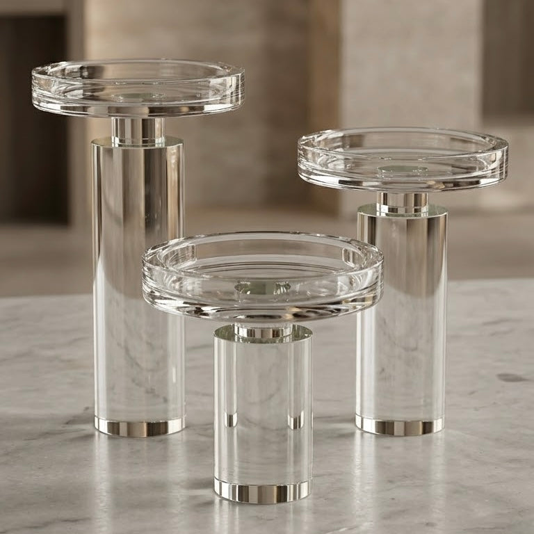 Luxury 3-Piece Crystal Pedestal Candy Stand Set