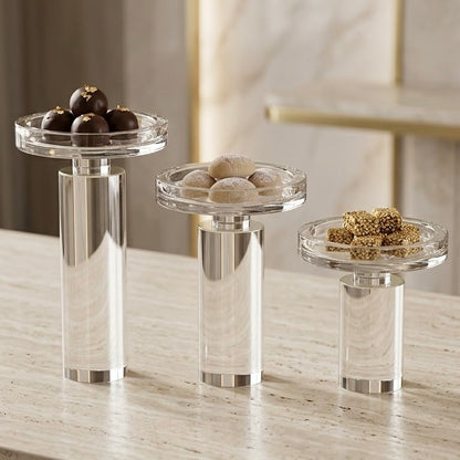 Luxury 3-Piece Crystal Pedestal Candy Stand Set