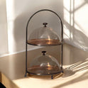 "Cloche" Tiered Serving Stand: 2 Layers, Black or Silver Finish