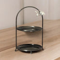 Birdsong" Tiered Serving Stand: 2 or 3 Layers, Black or Silver